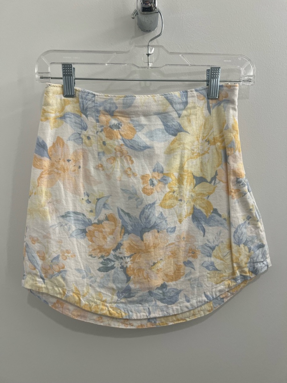 Abercrombie & Fitch Yellow and Light Blue Floral High-Low Skirt
